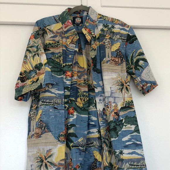 Retro Style Inside Out Printed Hawaiian Shirt - Picture 1 of 3